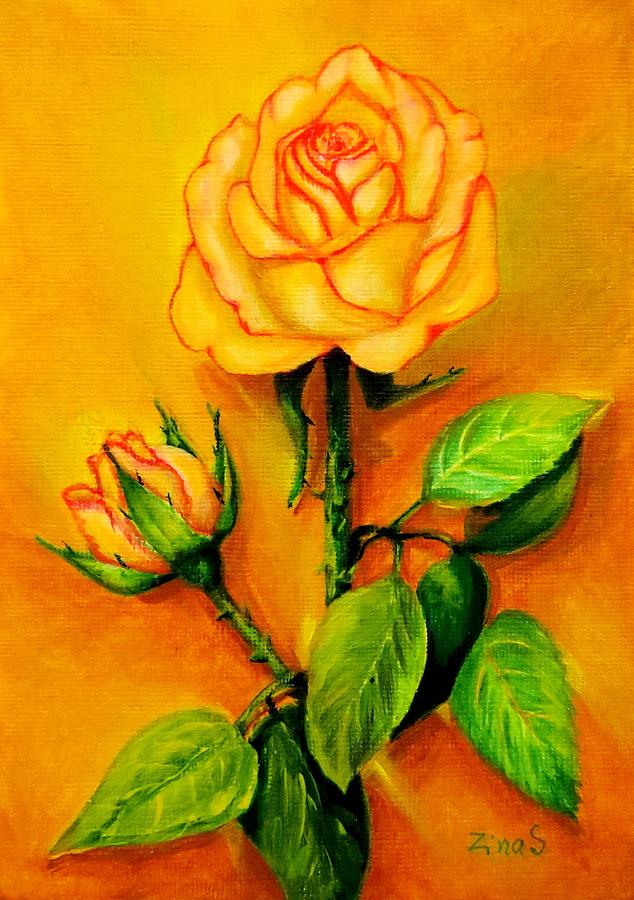 Sunny rose Painting by Zina Stromberg