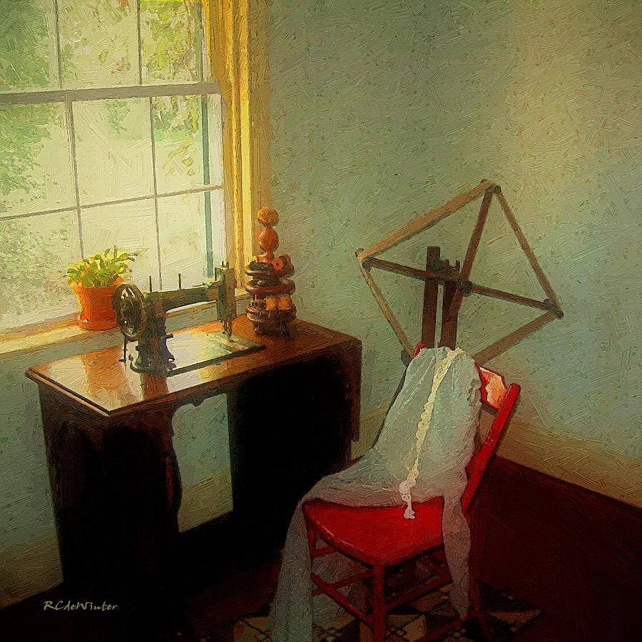 Sunny Sewing Room Painting by RC DeWinter