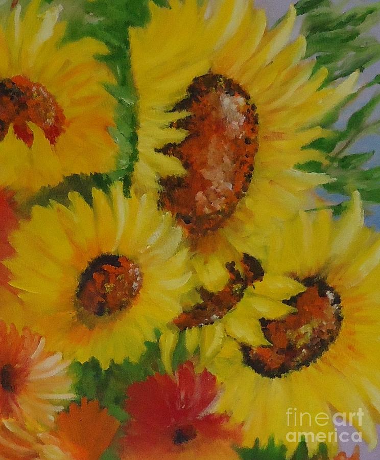 Sunflowers Painting - Sunny Sunflowers by Louise Williams
