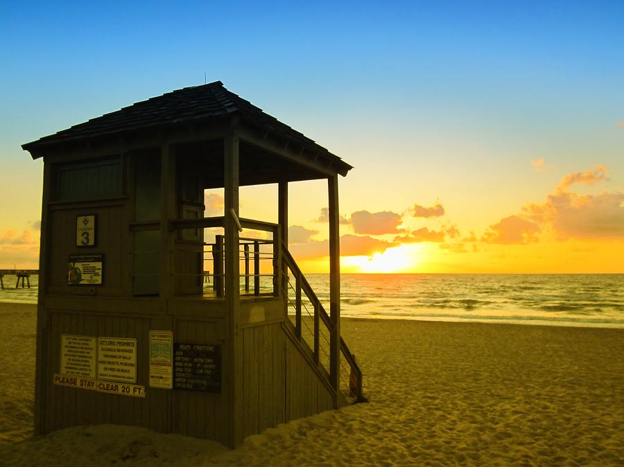 Sunny Sunrise Lifeguard Tower Photograph by MTBobbins Photography