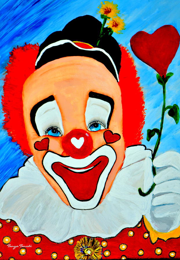 Clown Painting - Sunny The Clown......... by Tanya Tanski