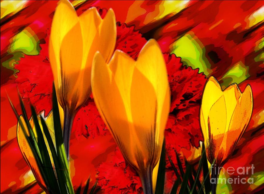 Sunny Tulips  Digital Art by Gayle Price Thomas