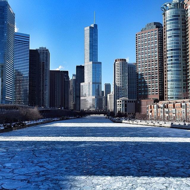 Sunny Yet Frozen #chicagoriver Photograph by David Sabat