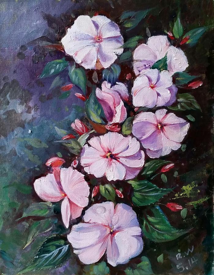 Sunpatiens flowers Painting by Rose Wang