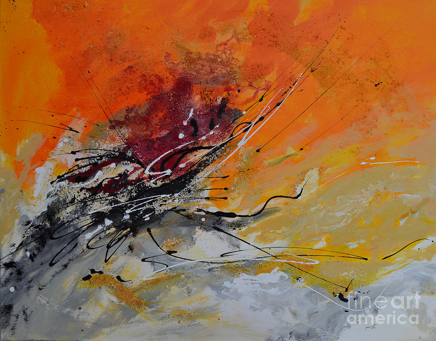 Unique Painting - Sunrise - Abstract 1 by Ismeta Gruenwald