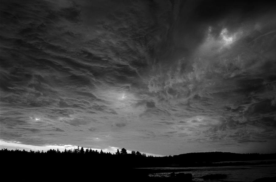 Black And White Photograph - Sunrise Along Maine Coast by Amanda Kiplinger