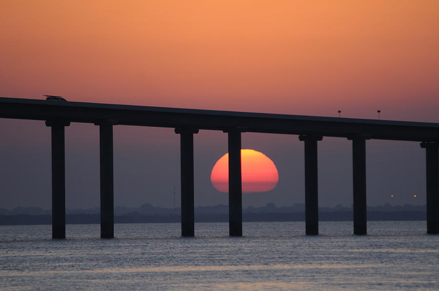 Sunrise and bridge Photograph by Bradford Martin