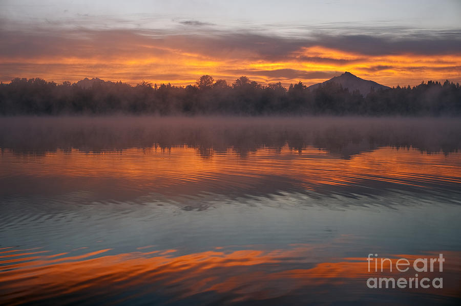 Sunrise And Fog Over Lake Cassidy Photograph by Jim Corwin