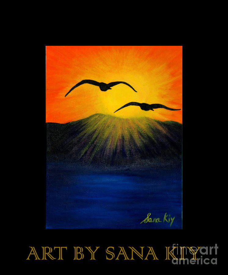 Sunrise and Two Seagulls.Inspirations Collection.  Painting by Oksana Semenchenko