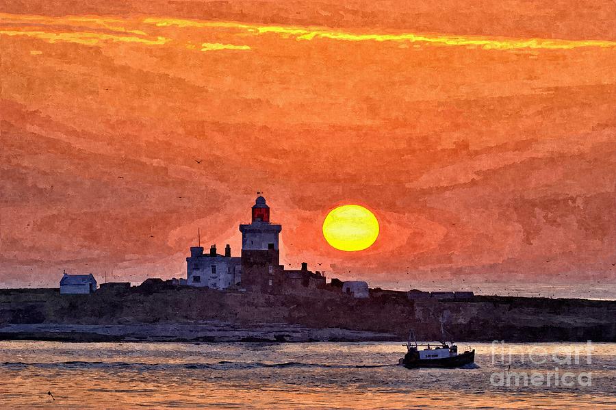 Lighthouse Photograph - Sunrise at Coquet Island Northumberland - Photo Art by Les Bell