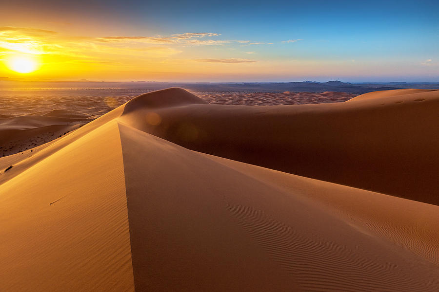 Sunrise at Erg Chebbi Sand Dunes, Morocco,North Africa Photograph by Pavliha