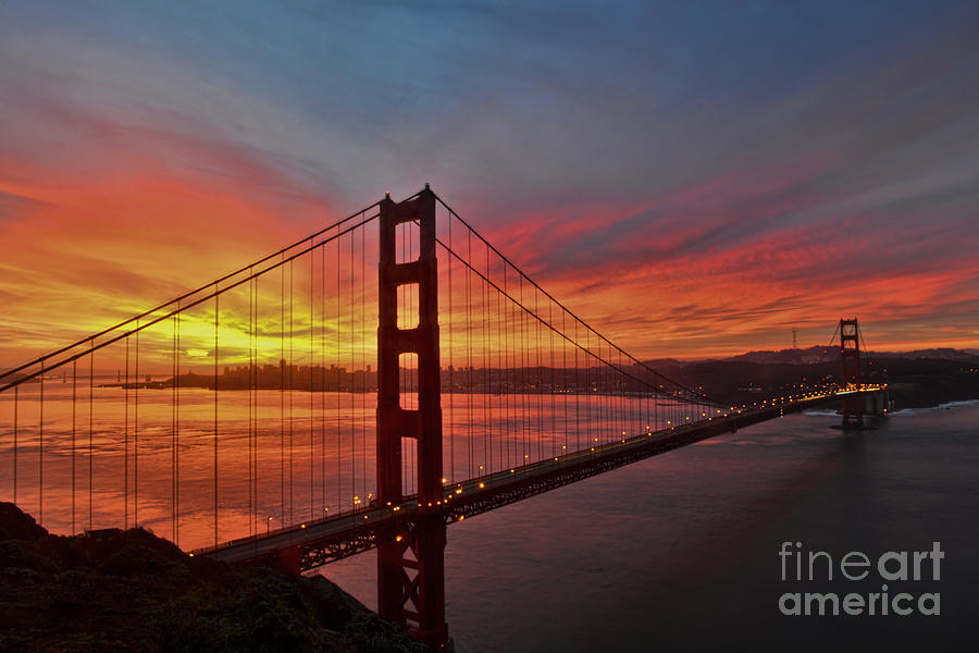 Sunrise over the Golden Gate Bridge  Photograph by Peter Dang