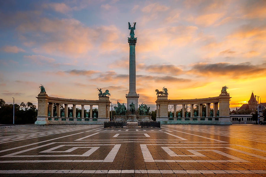 Sunrise at Heros Square, Budapest, Hungary Photograph by Artie Photography (Artie Ng)