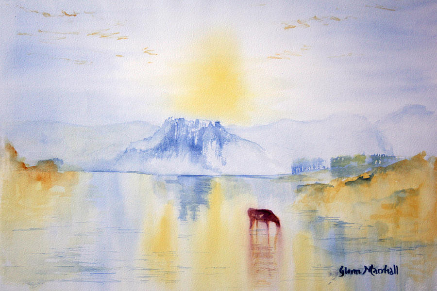 Sunrise at Norham Castle Painting by Glenn Marshall