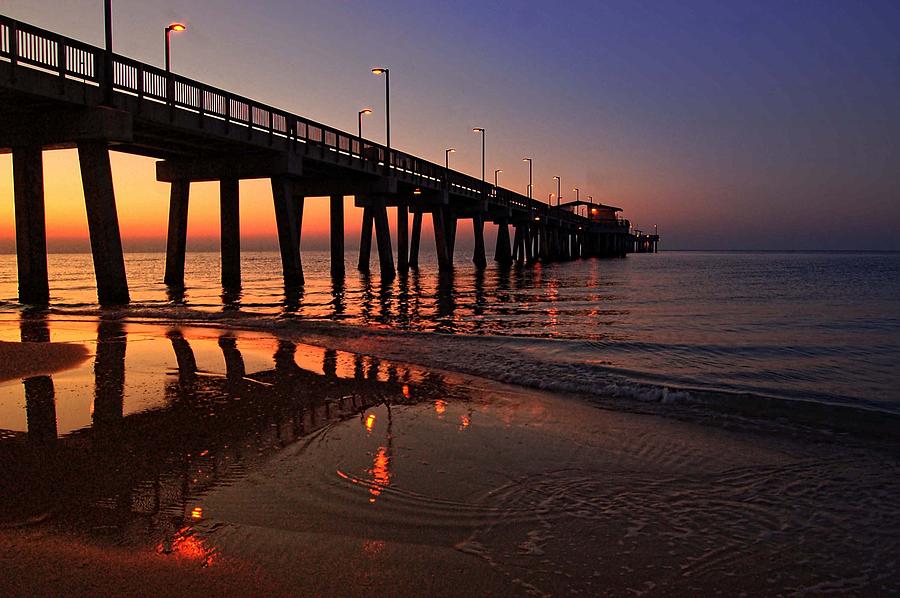 Sunrise at the Gulf State Pier Photograph by Michael Thomas