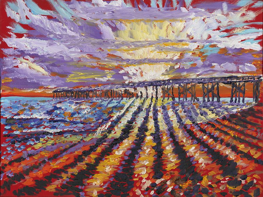 Beach Sunrise Painting - Sunrise At The Pier by Preston Sandlin Beach Sunrise Painting - Sunrise At The Pier by Preston Sandlin