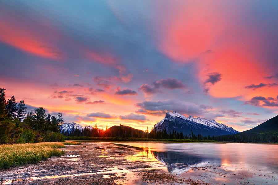 Sunrise at Vermilion Lakes Photograph by U Schade - Fine Art America