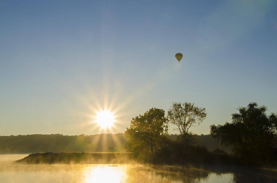 Sunrise Balloon Ride over Lake Nockamixon Photograph by Bill Cannon