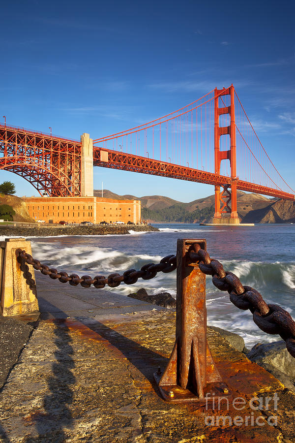 Sunrise below Golden Gate Bridge - San Francisco California Photograph by Brian Jannsen