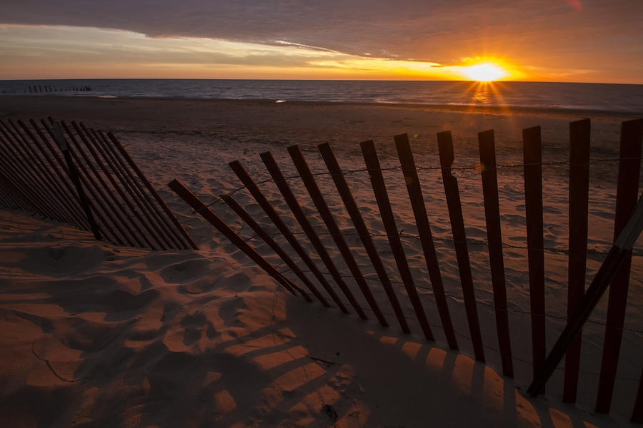 Sunrise By The Dunes Fence Photograph by Sven Brogren