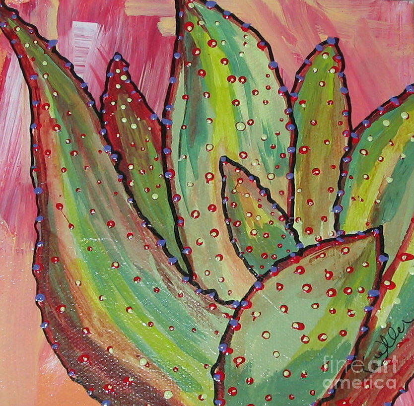 Nature Painting - Sunrise cactus 1 by Marcia Weller-Wenbert