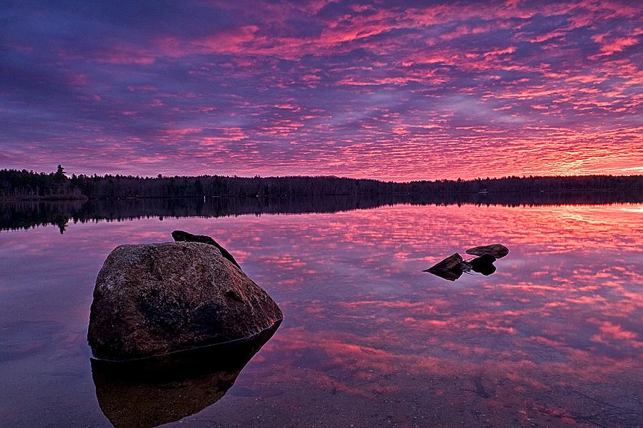 Sunrise Fire Baxter Lake NH Photograph by Jeff Sinon