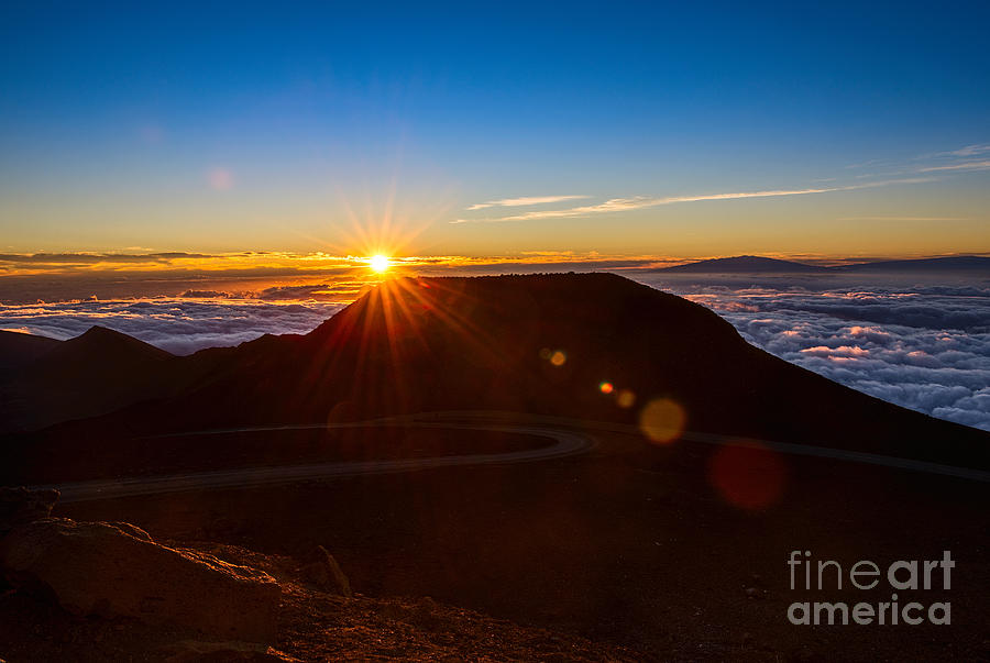 Haleakala National Park Photograph - Sunrise from the summit of Haleakala Volcano in Maui. by Jamie Pham