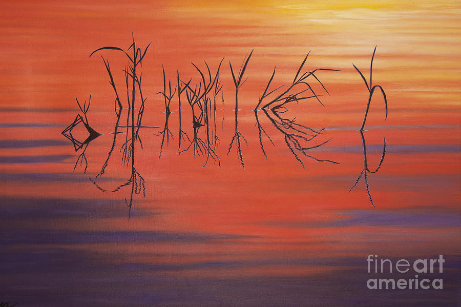 Sunrise Grass Reflections Painting by Jane Axman