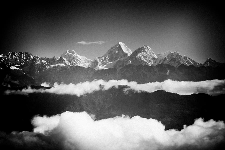 Sunrise Himalayas Mountain Nepal silhouette Photograph by Raimond Klavins