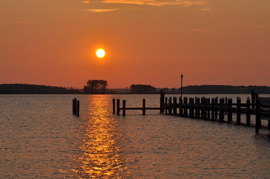 Pier Photograph - Sunrise in Piney Point MD by Bill Cannon