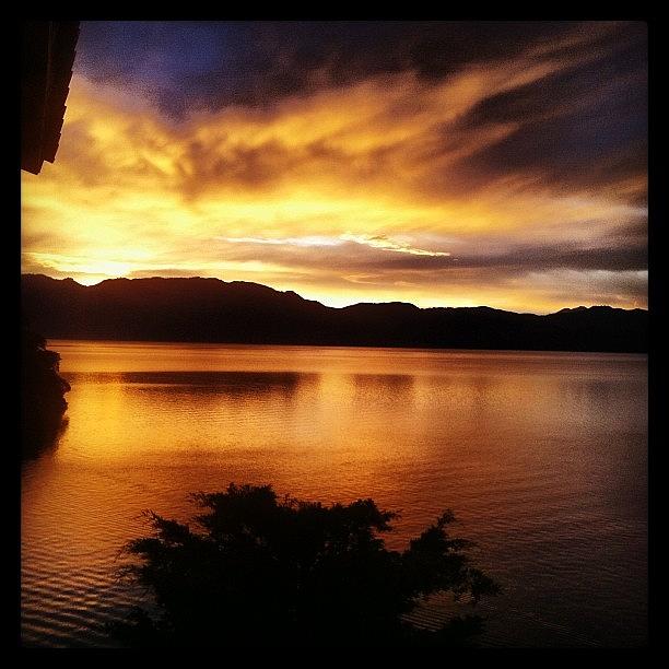 Mountain Photograph - #sunrise #lake #atitlan #guatemala by Bridgette Stewart