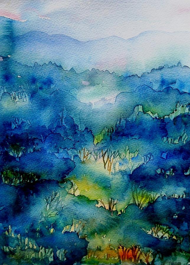 Fall Painting - Sunrise Misty Woodland  by Trudi Doyle
