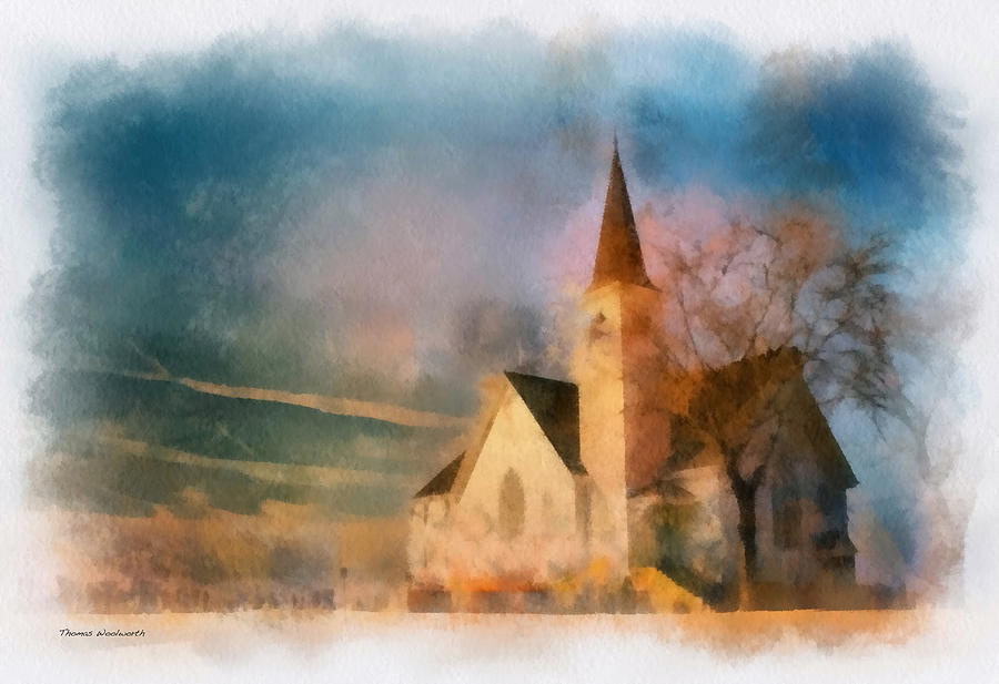 Winter Photograph - Sunrise On A Rural Church 06 by Thomas Woolworth