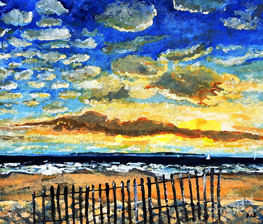 Sunrise on Bristol Beach Painting by Rita Brown