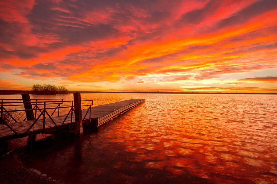 Sunrise on Lon Hagler Lake in Loveland Colorado Photograph by Ronda Kimbrow