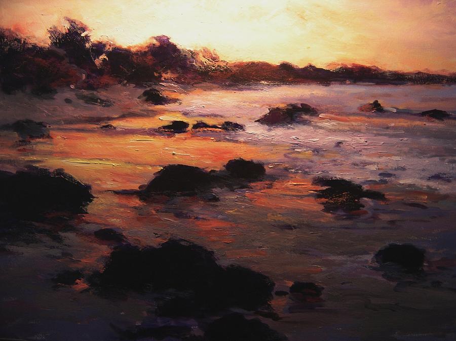 Sunrise on Moonstone Beach Painting by R W Goetting