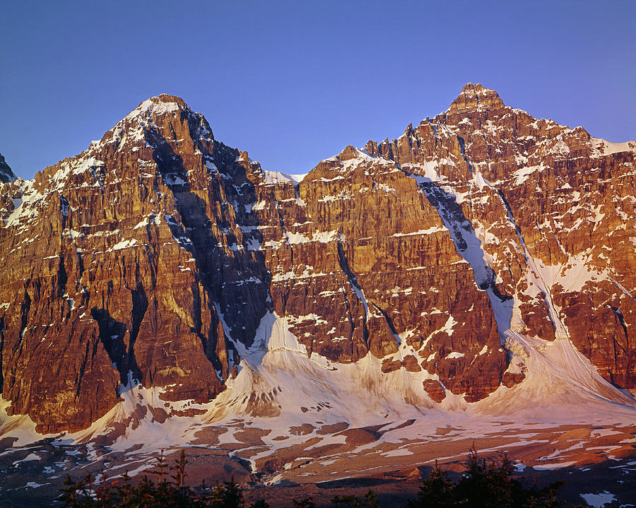 Banff National Park Photograph - 1M3420-Sunrise on Mt. Tuzo and Deltaform Mountain by Ed  Cooper Photography