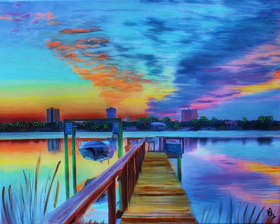Sunrise On The Dock Painting by Deborah Boyd