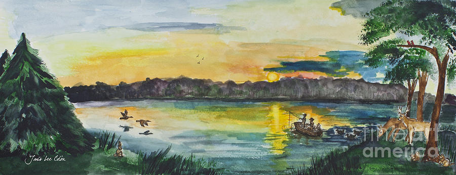 Sunrise on the Lake Painting by Janis Lee Colon