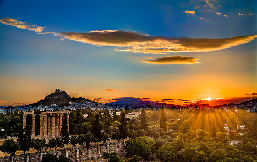 Sunrise on The Temple of Olympian Zeus Photograph by Micah Goff