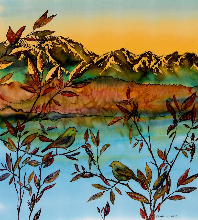 Bird Tapestry - Textile - Sunrise on Willows by Carolyn Doe