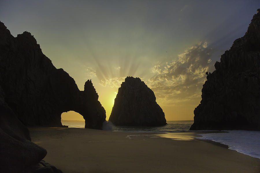 Beach Photograph - Sunrise over Cabos Arch by Camilla Fuchs