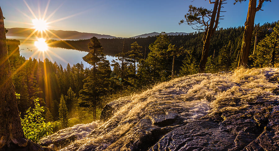 Sunrise over EagleFalls and Emerald Bay Lake Tahoe Photograph by Scott McGuire