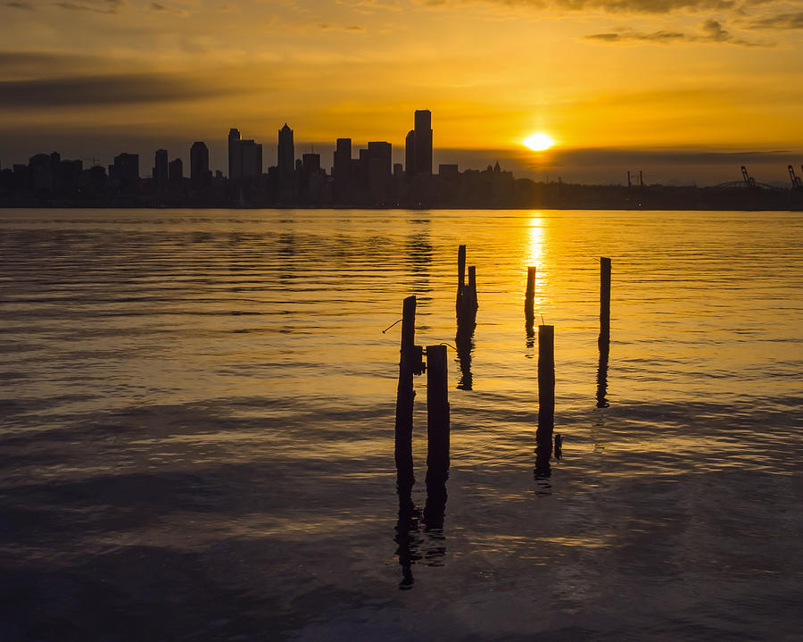 Sunrise Over Elliott Bay Photograph by Kyle Wasielewski