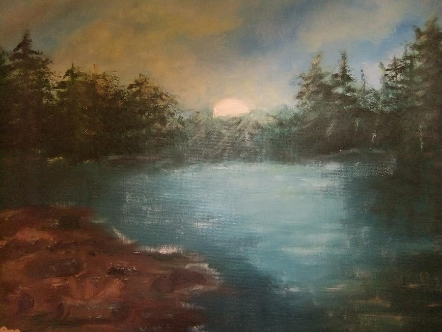 Sunrise over Lake Painting by Lynne McQueen