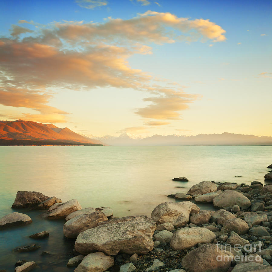 Sunset Photograph - Sunrise Over Lake Pukaki New Zealand by Colin and Linda McKie