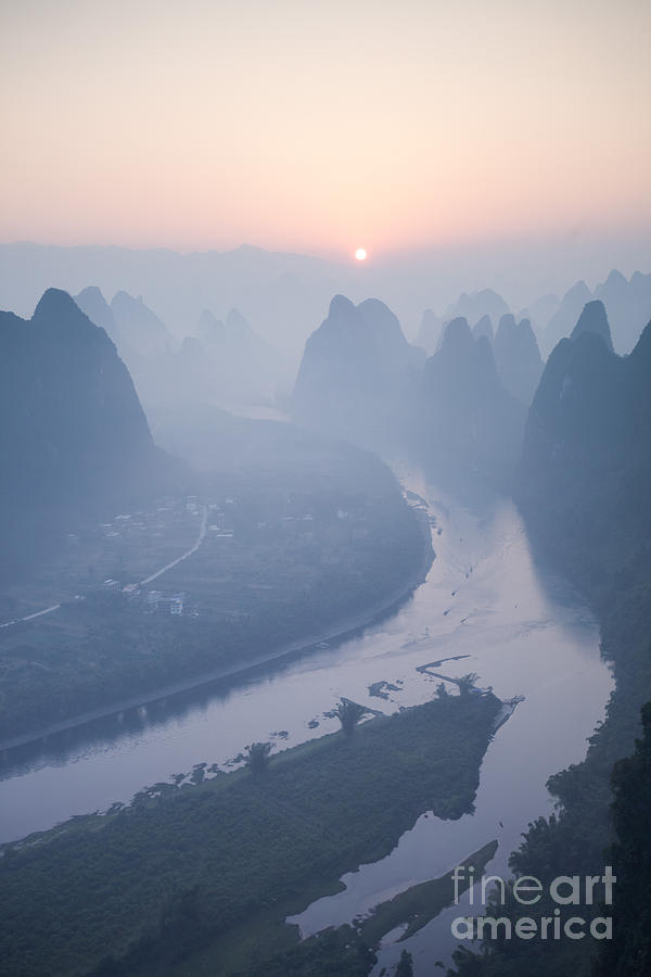 Sunrise over Li river - China Photograph by Matteo Colombo