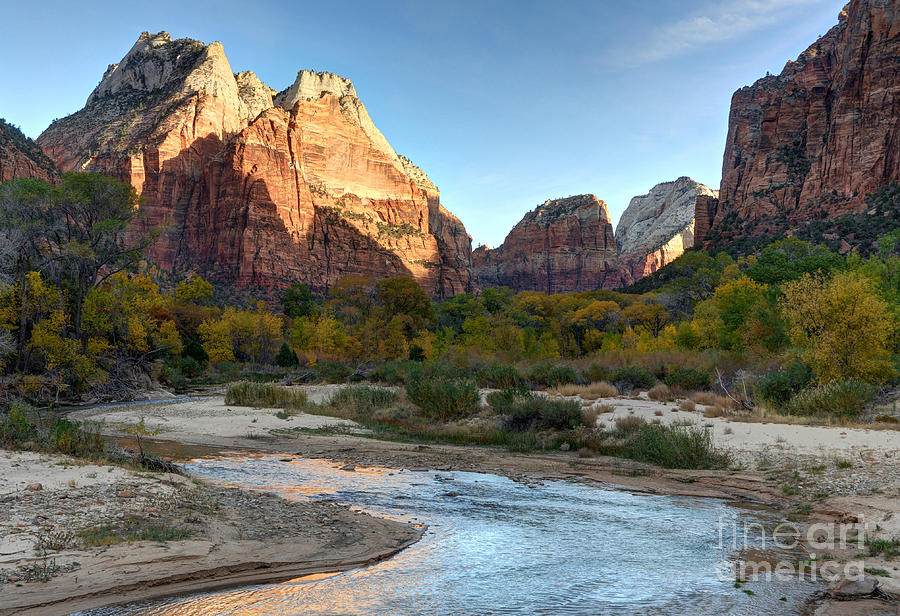 Sunrise over Mt. Majestic and Angels Landing Zion National Park Photograph by Gary Whitton