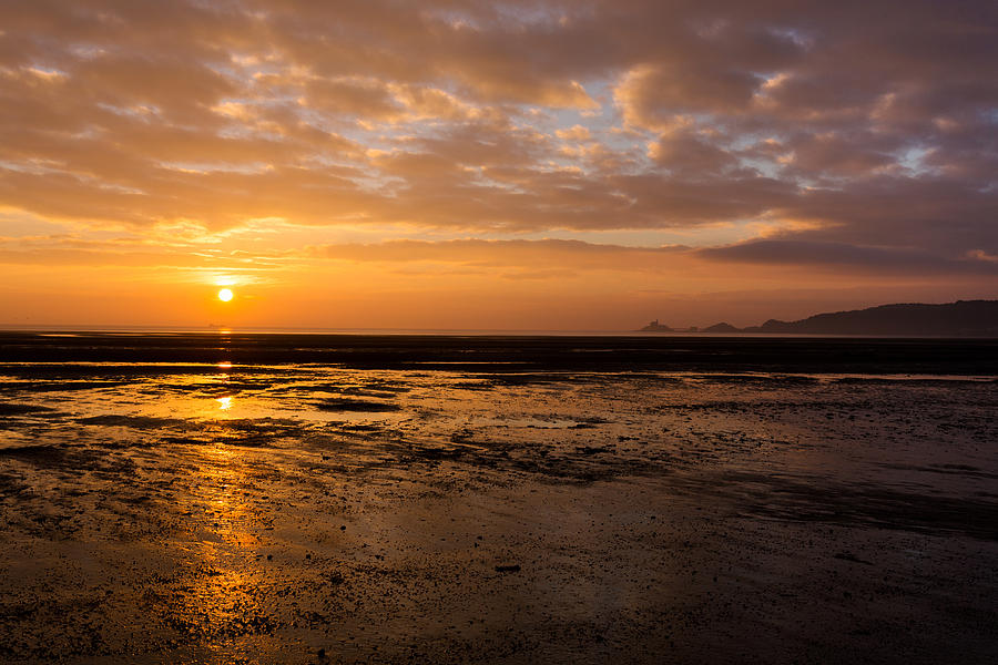 Sunrise over Mumbles mudflats Photograph by Paul Cowan