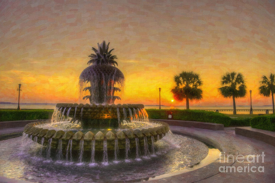 Sunrise over Pinapple Fountain Digital Art by Dale Powell